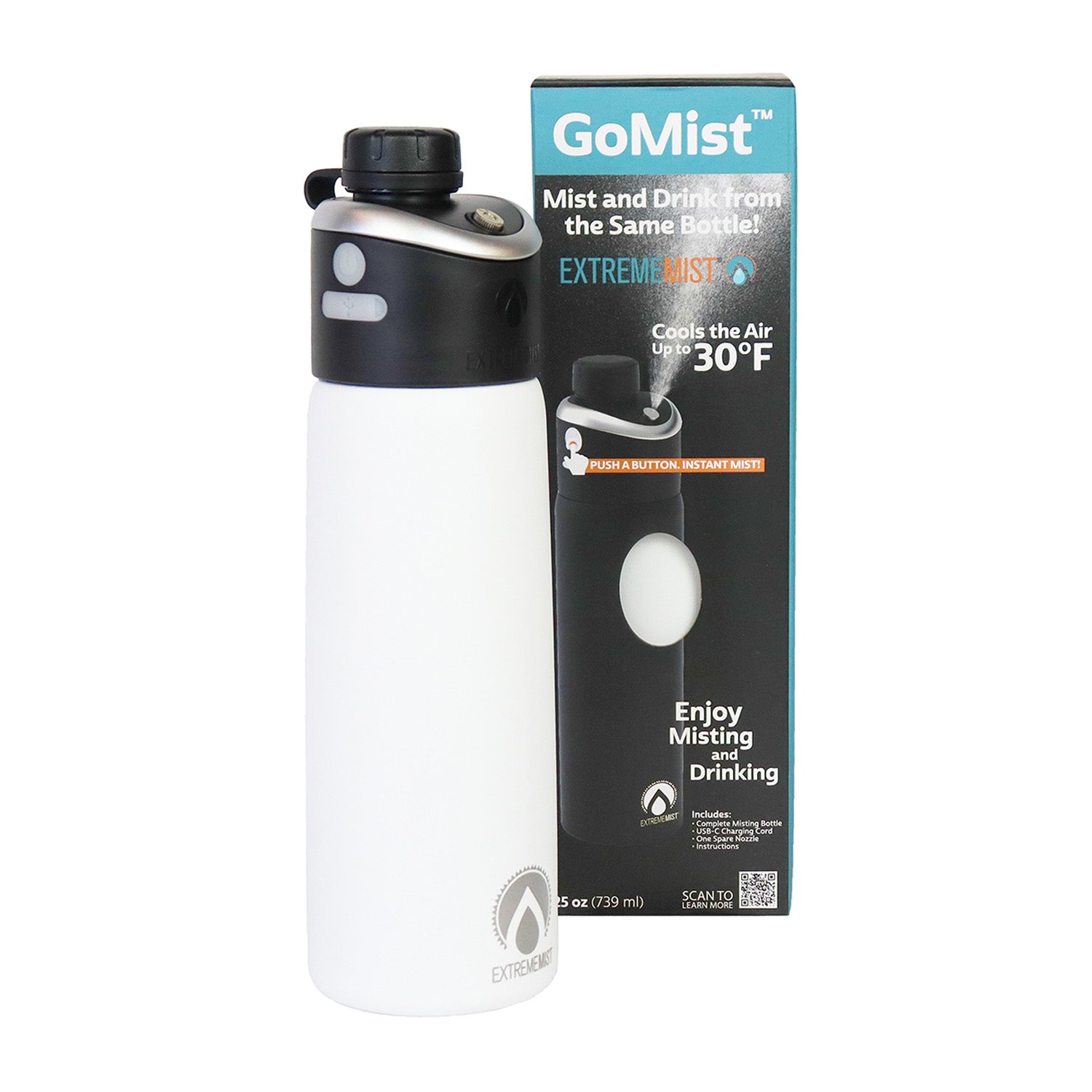 GoMist white color spray mist bottles, cooling water bottle from Q3Box.com