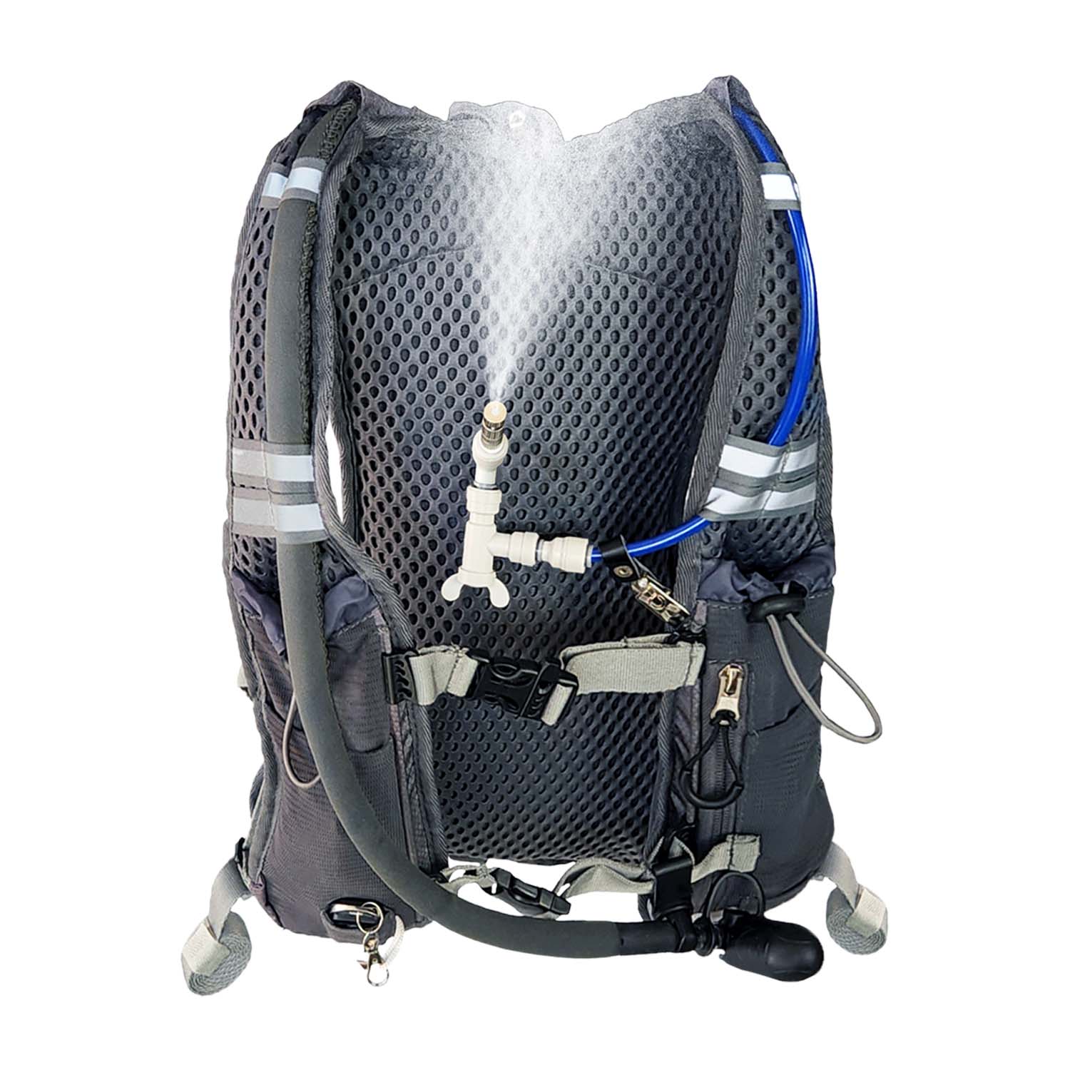 ExtremeMIST Gray Misting & Drinking Hydration Backpack on Q3Box.com - waterproof backpack, hydration backpack, water hydration packs, water backpack hiking, hydration backpack mountain bike