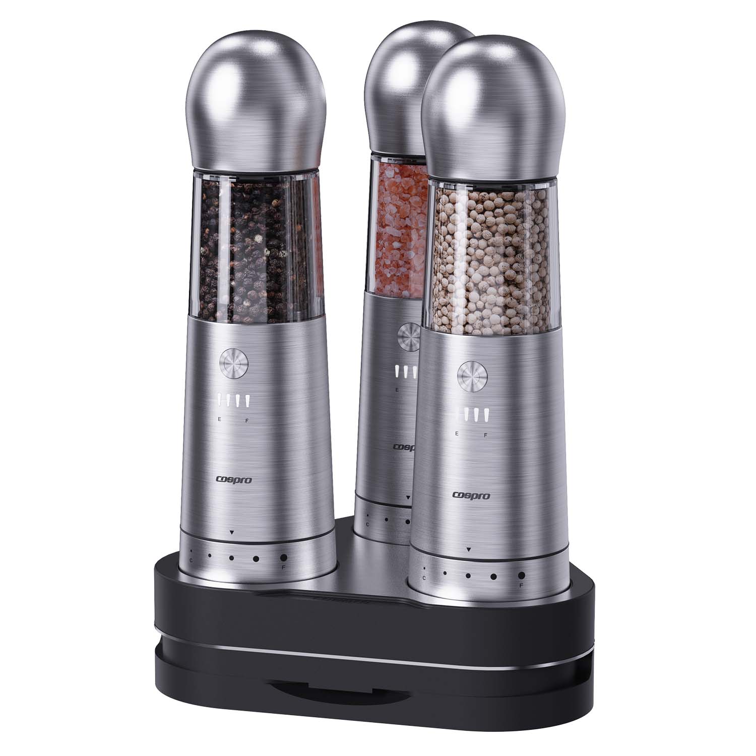 CosPro 3-in-1 Electric Salt & Pepper Grinder Set